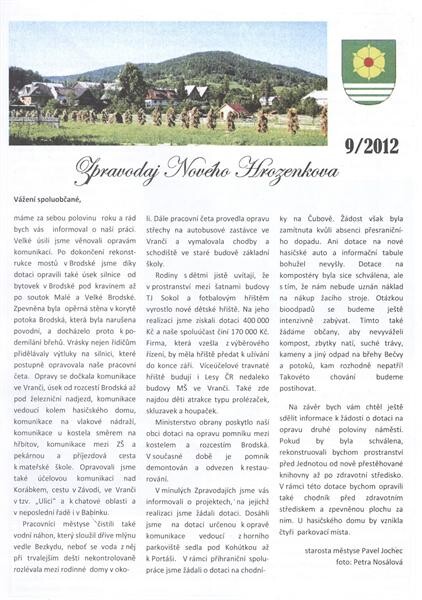 Zpravodaj Nového Hrozenkova