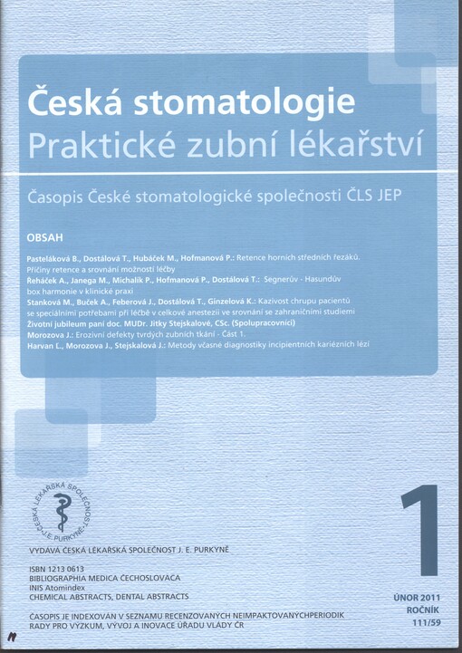 Česká stomatologie a Praktické zubní lékařství