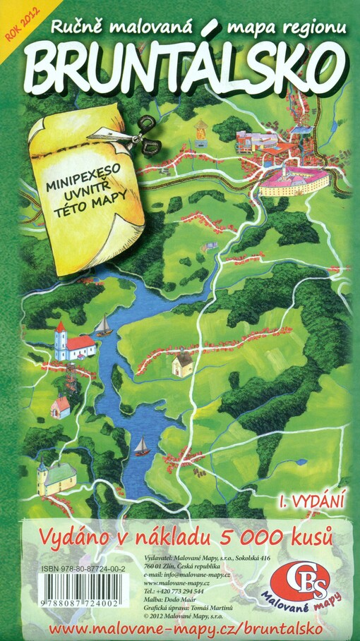 Ručně malovaná mapa regionu Bruntálsko