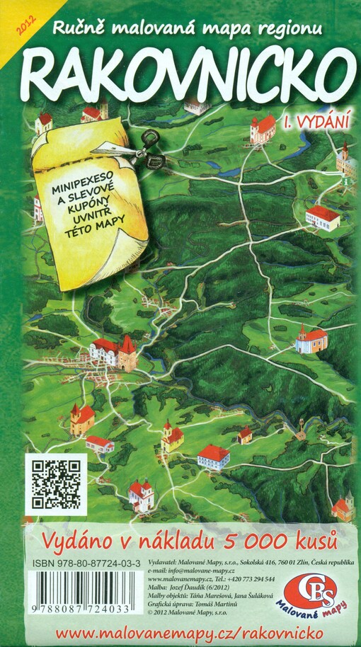 Ručně malovaná mapa regionu Rakovnicko