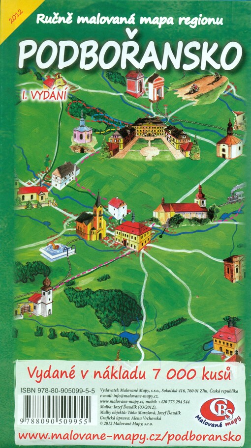 Ručně malovaná mapa regionu Podbořansko