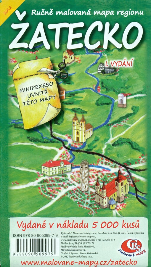 Ručně malovaná mapa regionu Žatecko