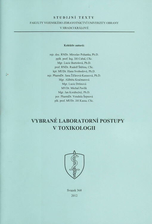 Vybrané laboratorní postupy v toxikologii