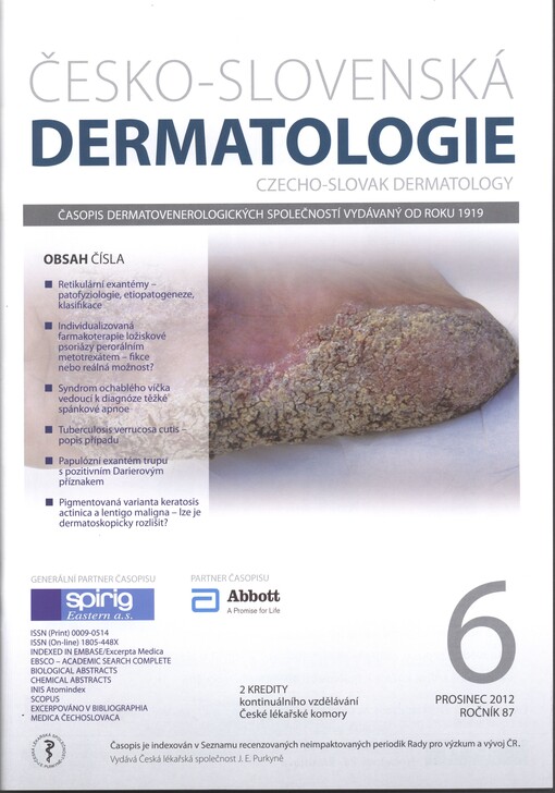 Československá dermatologie : orgán Československé dermatologické společnosti