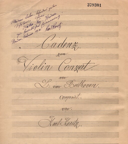 Cadenz zum Violin Conzert von L. van Beethoven /