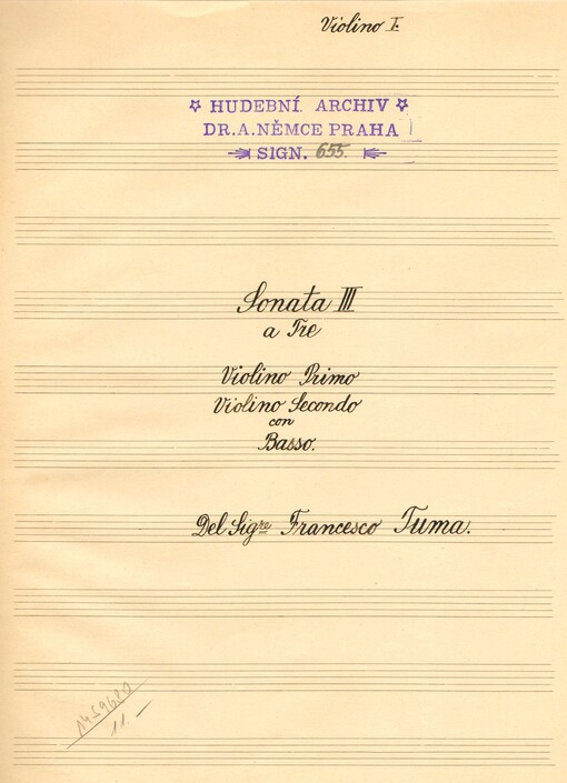 Sonata III. a Tre violino primo, violino secondo con basso /