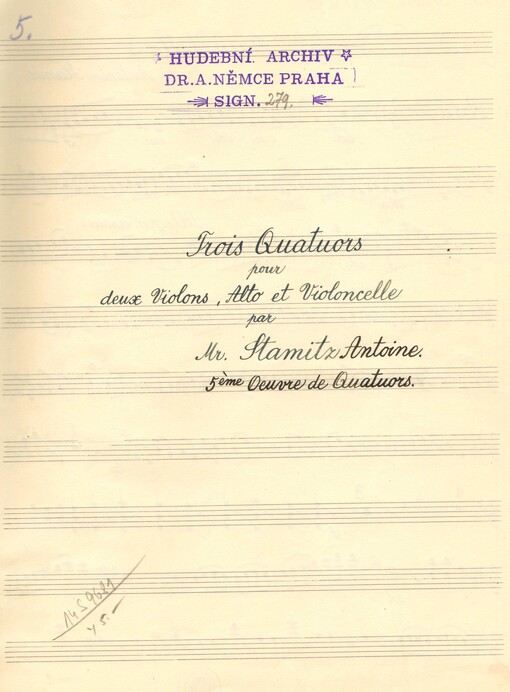 Trois quatuors, 5me oeuv pour deux violons, alto et violoncelle : 5ème oeuvre de quatuors /