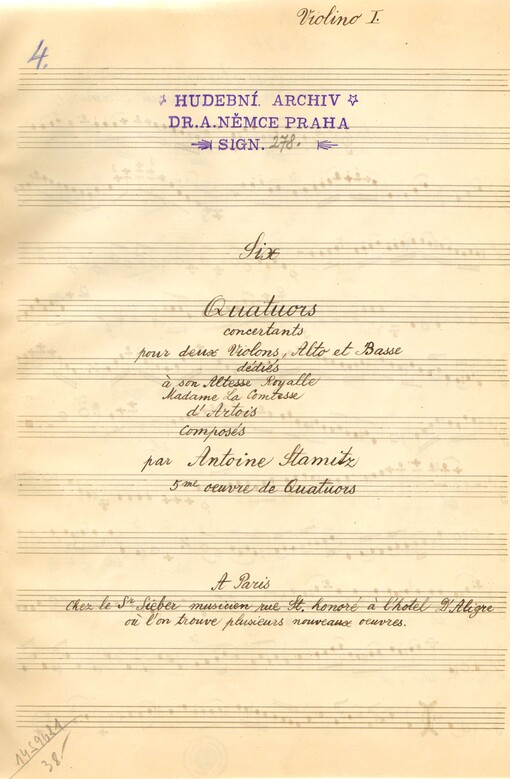 Six quatuors concertants, 5me oeuvre de quatuors pour deux violons, alto et basse /