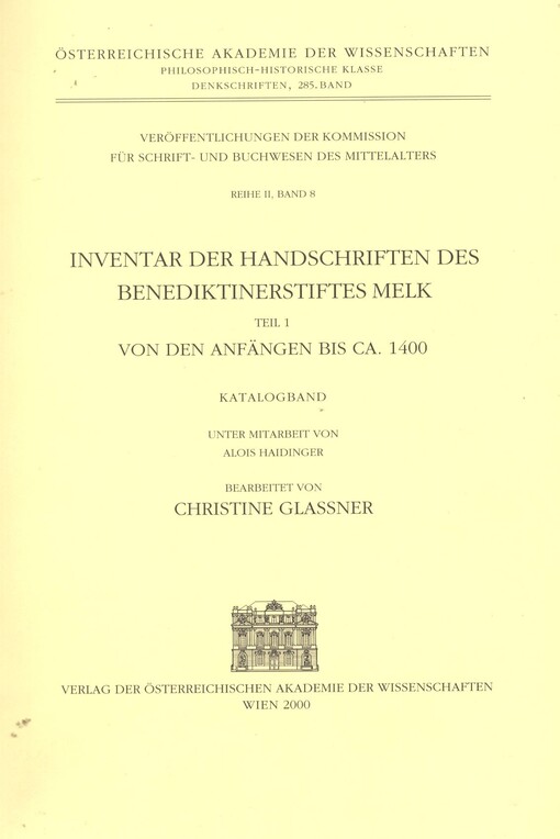 Inventar der Handschriften des Benediktinerstiftes Melk