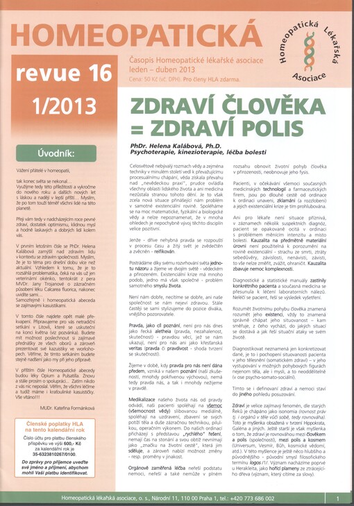 Homeopatická revue :časopis Homeopatické lékařské asociace