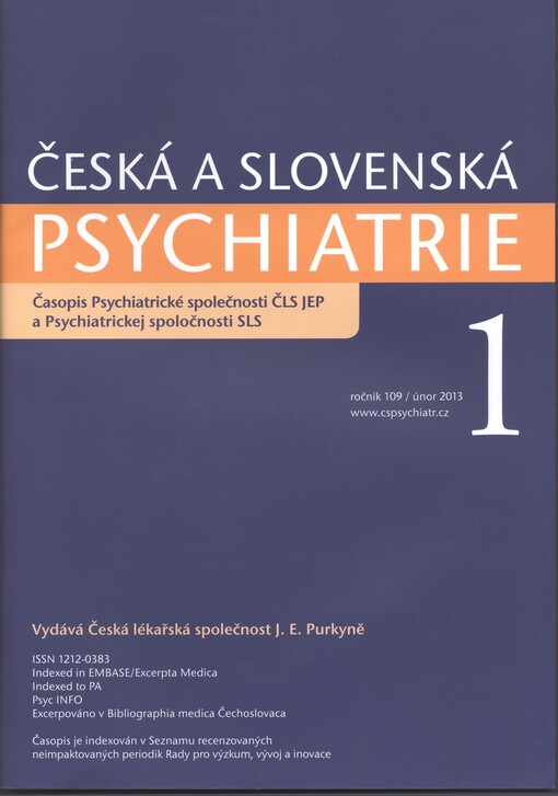Česká a slovenská psychiatrie : časopis Psychiatrické společnosti