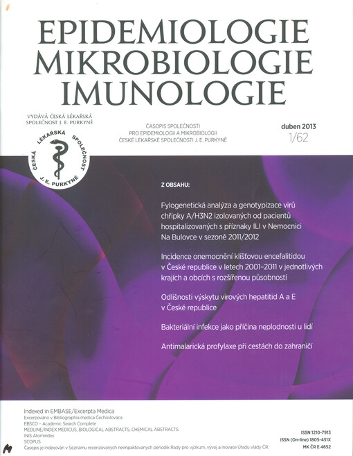 Epidemiologie, mikrobiologie, imunologie : časopis Společnosti pro epidemiologii a mikrobiologii České lékařské společnosti J.E. Purkyně