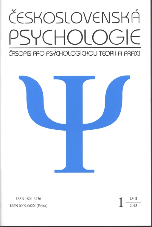 Československá psychologie : časopis pro psychologickou teorii a praxi
