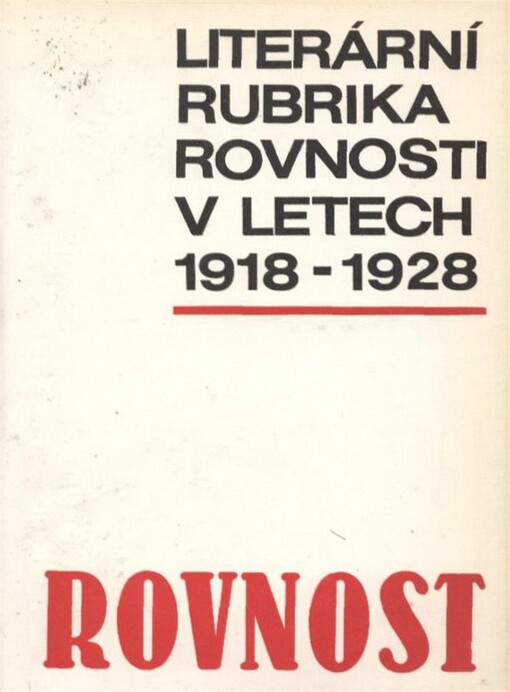Literární rubrika Rovnosti v letech 1918-1928 