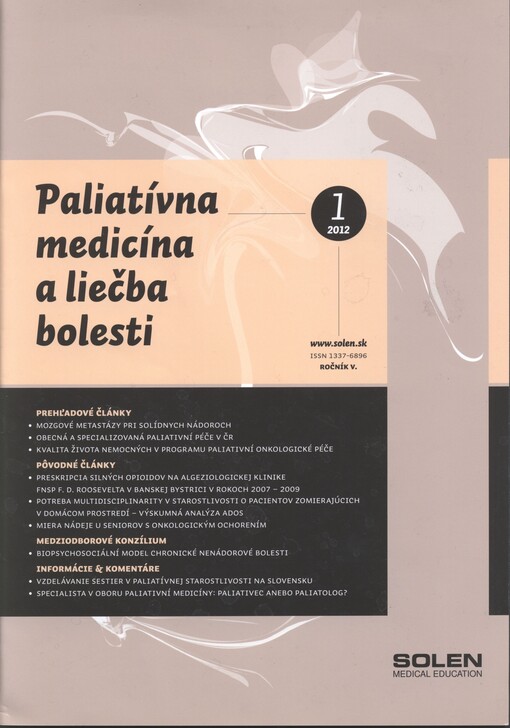 Paliatívna medicína a liečba bolesti