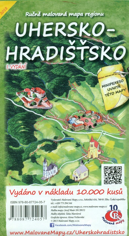 Ručně malovaná mapa regionu Uherskohradišťsko