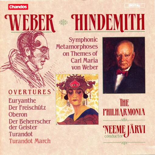 Euryanthe overture Der Freischutz overture ; Oberon overture ; Der Beherrscher der Geister (Ruler of the spirits) overture ; Turandot overture and march