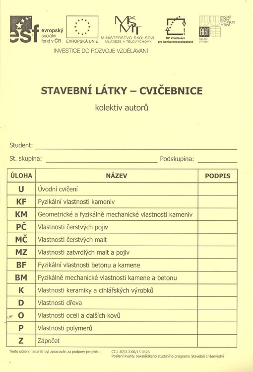 Stavební látky - cvičebnice