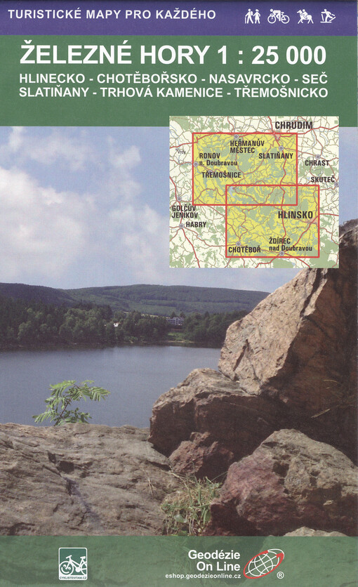 Železné horyHlinecko, Chotěbořsko, Nasavrcko, Seč, Slatiňany, Trhová Kamenice, Třemošnicko : cykloturistická a turistická mapa 1:25 000