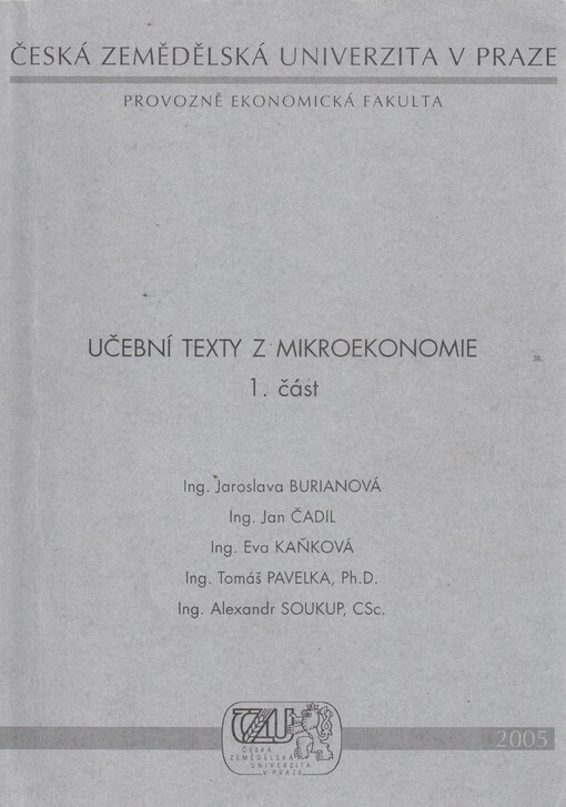 Učební texty z mikroekonomie; 1. část