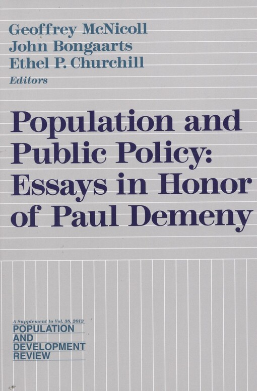 Population and public policy :essays in honor of Paul Demeny