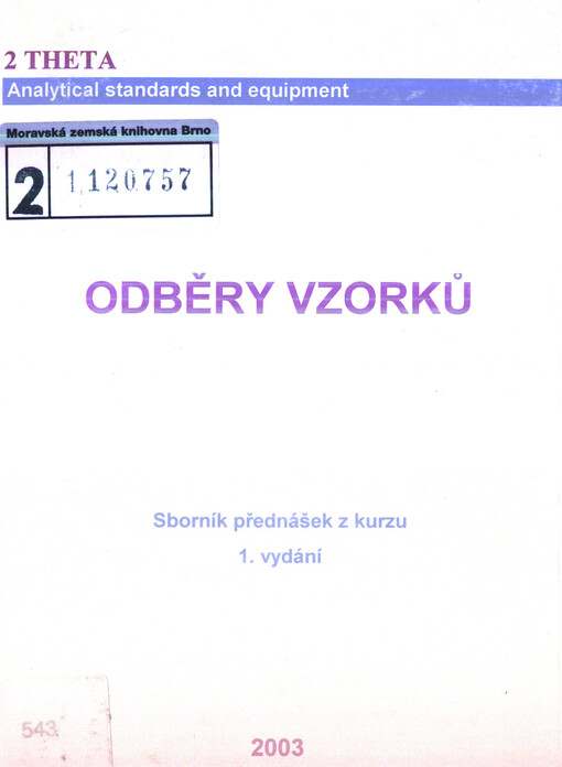 Odběry vzorků: sborník přednášek z kurzu