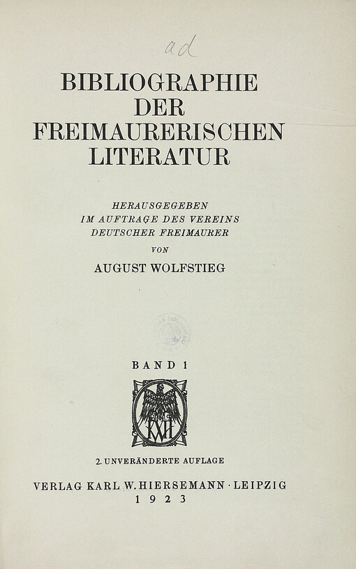 Bibliographie der freimaurerischen Literatur.