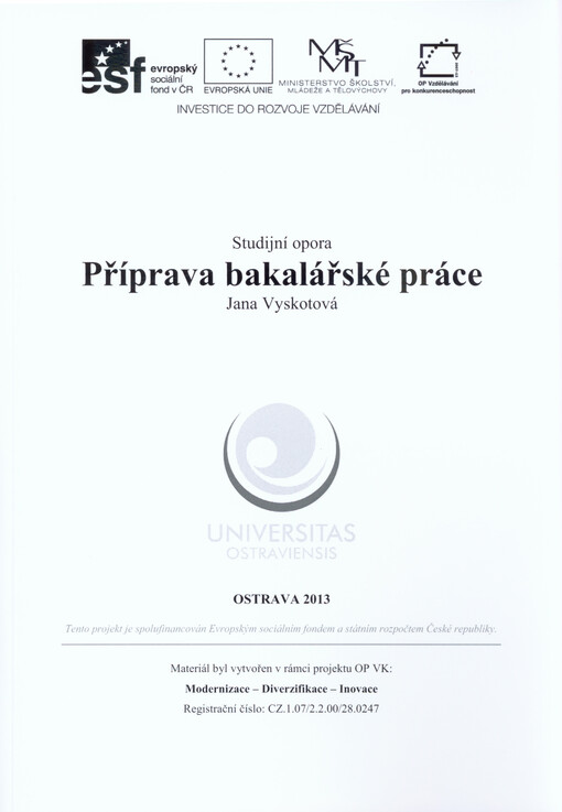 Příprava bakalářské práce :studijní opora