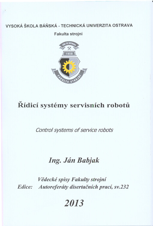 Řídicí systémy servisních robotů =Control systems of service robots