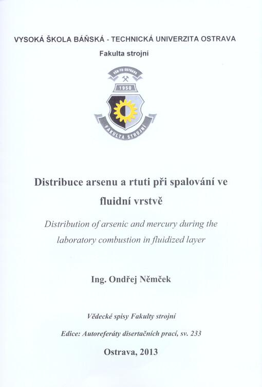 Distribuce arsenu a rtuti při spalování ve fluidní vrstvě