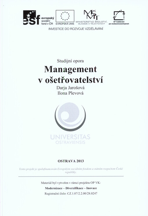Management v ošetřovatelství :studijní opora