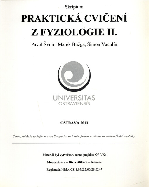 Praktická cvičení z fyziologie II. :skriptum
