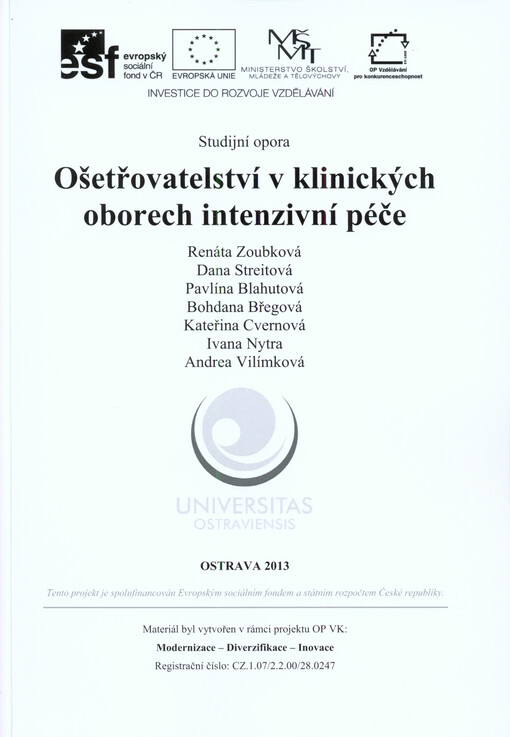 Ošetřovatelství v klinických oborech intenzivní péče :studijní opora