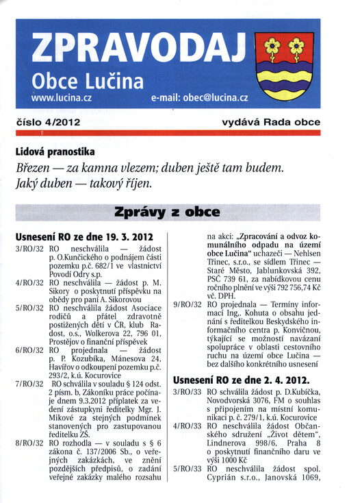 Zpravodaj obce Lučina