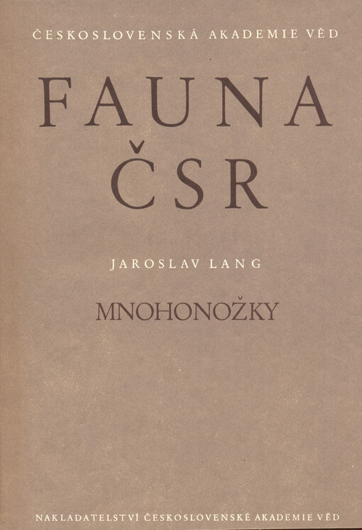 Fauna ČSR.Sv. 2,Mnohonožky - diplopoda