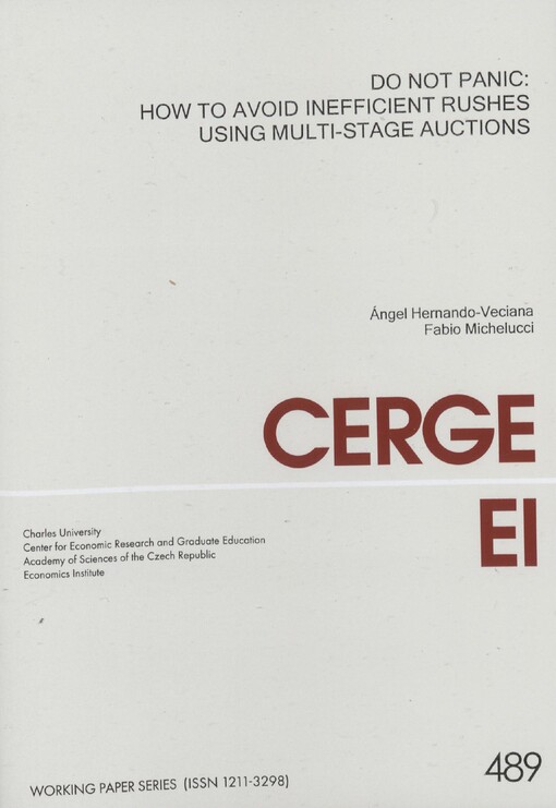 Do not panic: how to avoid inefficient rushes using Multi-stage auctions