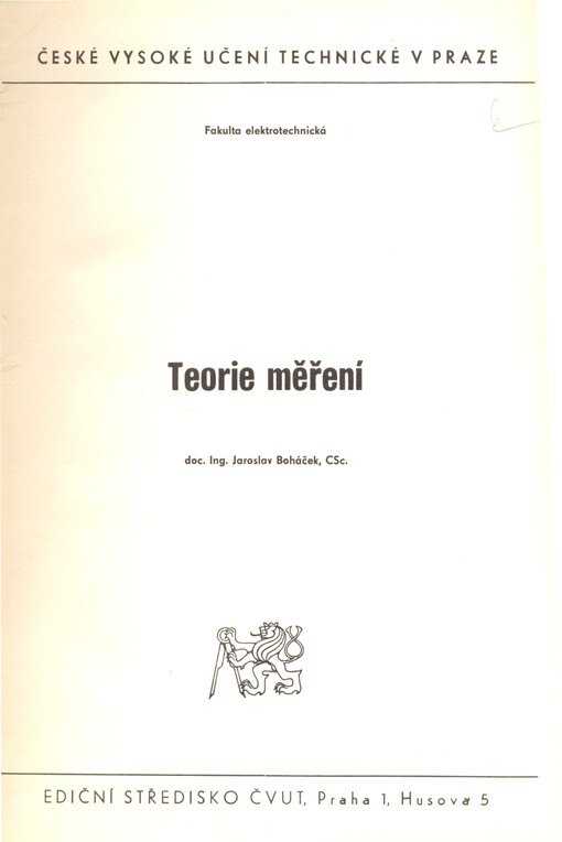 Teorie měření, 1. vyd.