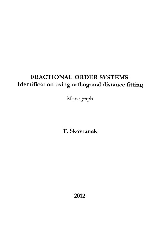 Fractional-order systems: identification using orthogonal distance fitting :monograph