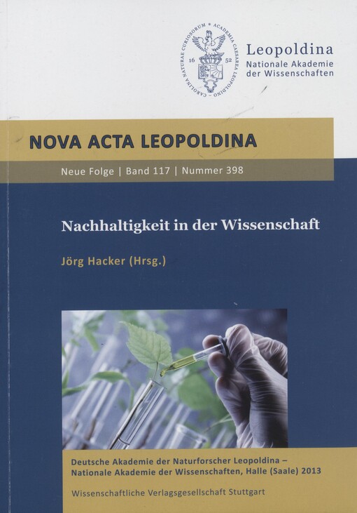 Nachhaltigkeit in der Wissenschaft : Leopoldina-Workshop am 12. November 2012 in Berlin   
