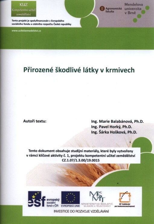 Přirozené škodlivé látky v krmivech :odborný kurz