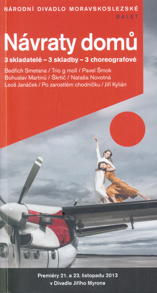 Návraty domů :tři choreografie v jednom večeru : Bedřich Smetana (1824-1884), Trio g moll, Bohuslav Martinů (1890-1959), Škrtič, Leoš Janáček ( 1854-1928), Po zarostlém chodníčku : premiéry 21. a 23. listopadu 2013 v Divadle Jiřího Myrona