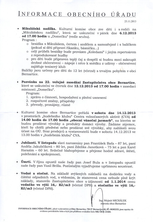 Informace obecního úřadu