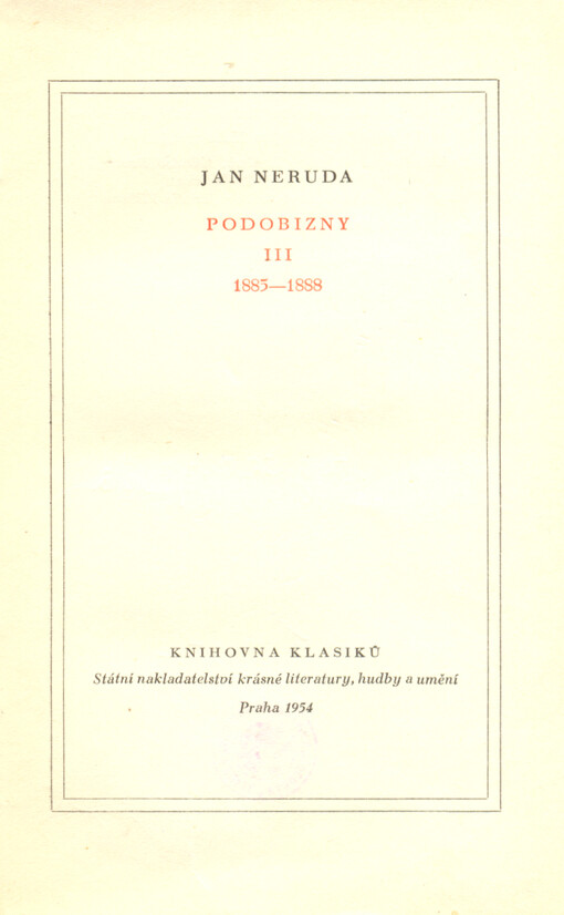 Podobizny.III,1885-1888, 1. vyd.