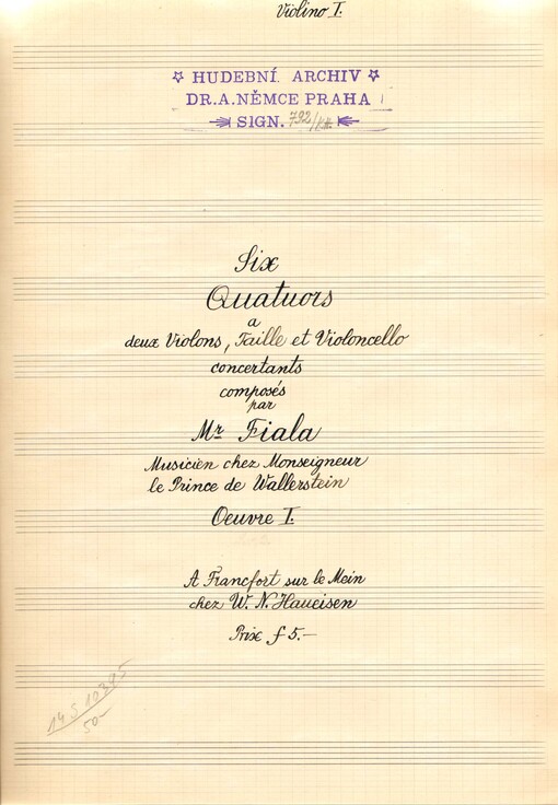 Six quatuors, oeuv. 1. [2], 4.-6. quartetto a 2 violons, taille et violoncello concertans /