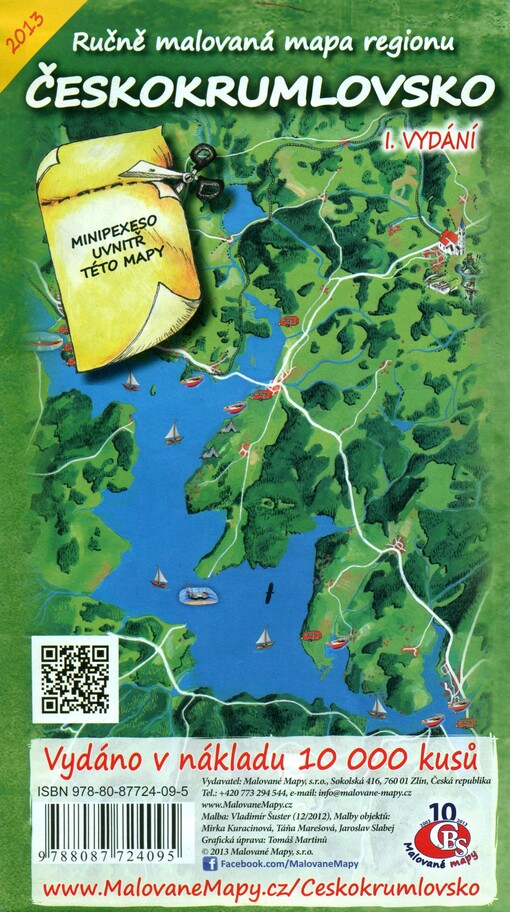 Ručně malovaná mapa regionu Českokrumlovsko