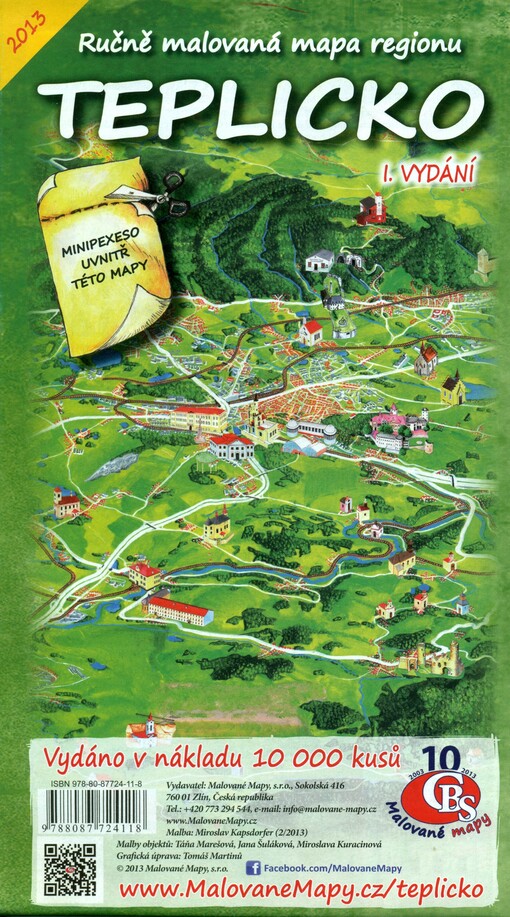 Ručně malovaná mapa regionu Teplicko