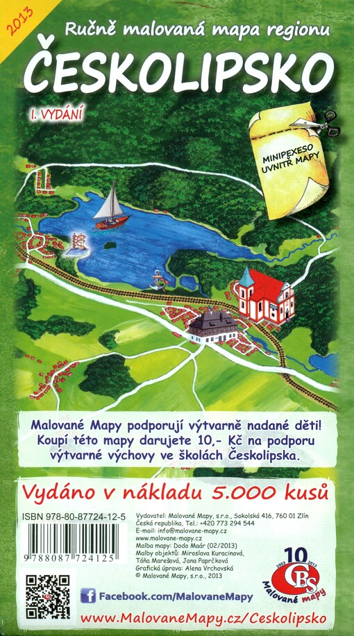 Ručně malovaná mapa regionu Českolipsko