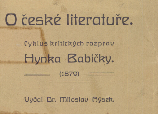 O české literatuře :cyklus kritických rozprav [1879]
