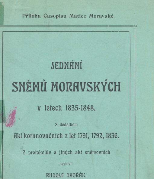 Jednání sněmů moravských v letech 1835-1848