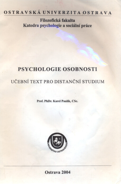 Psychologie osobnosti : učební text pro distanční studium